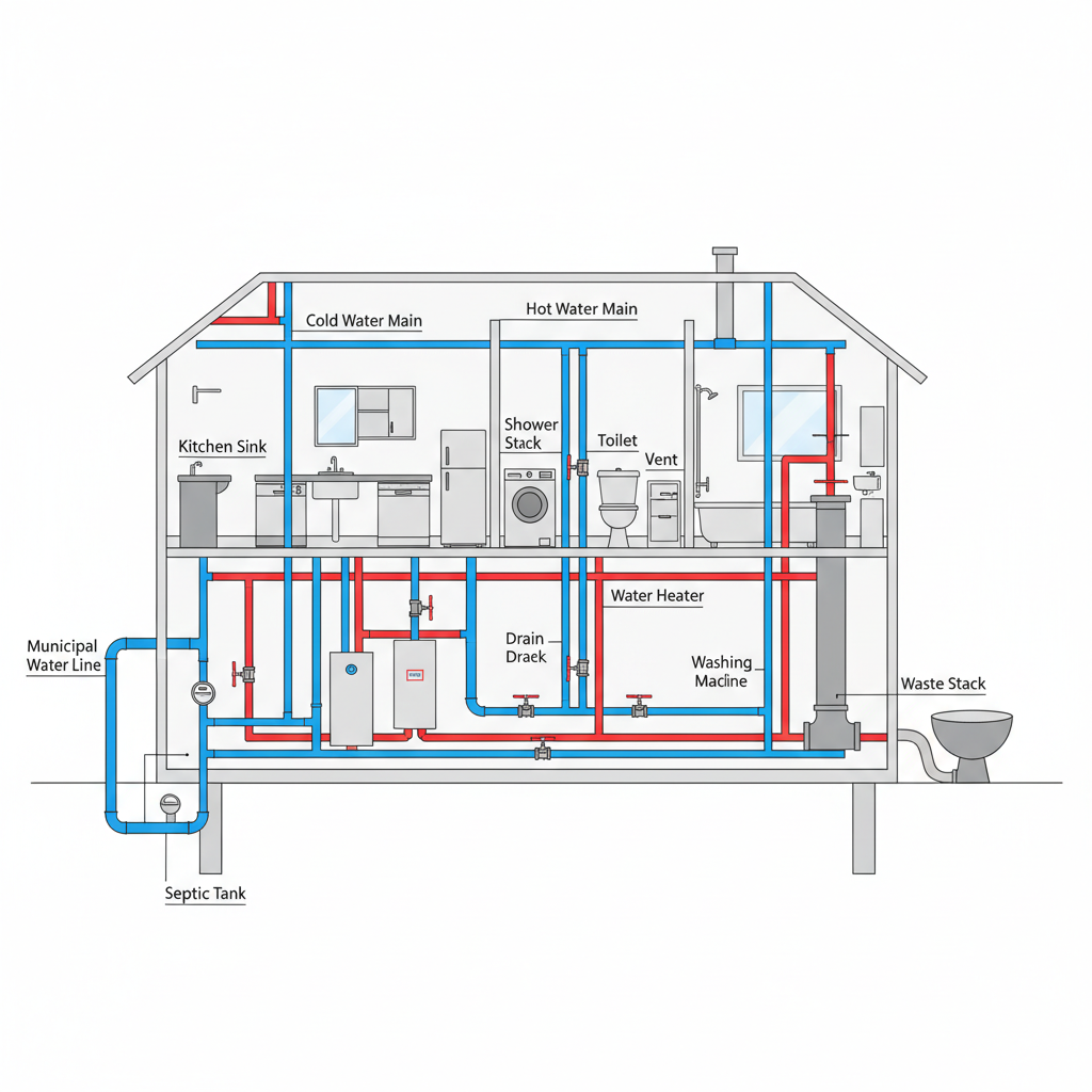 Home plumbing system diagram